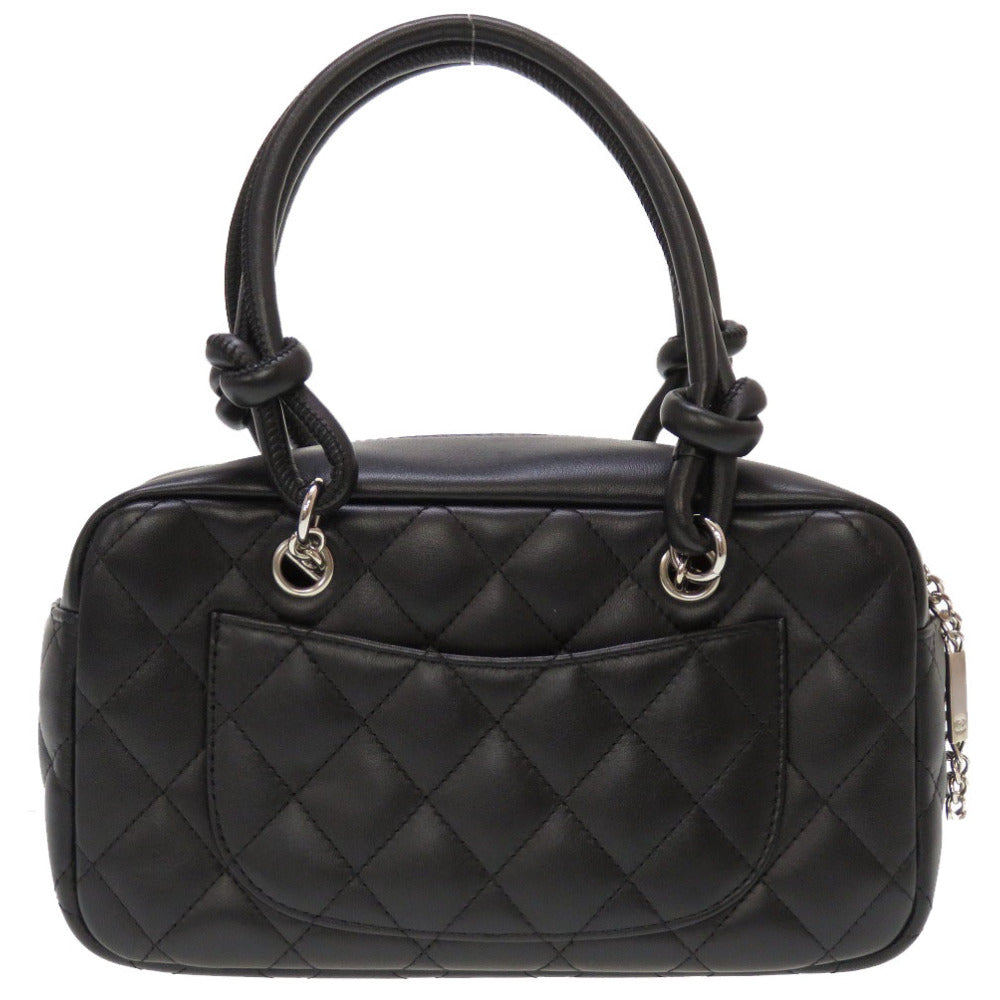 美品 シャネル ミニ ボーリングバッグ ラムスキン ブラック マトラッセ 10番台 カンボンライン ココマーク ハンドバッグ バッグ 黒 0021 【中古】 CHANEL