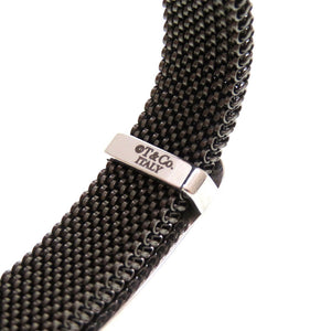 美品 ティファニー プレート メッシュ スチール シルバー ブラック 黒 ブレスレット 0026【中古】TIFFANY