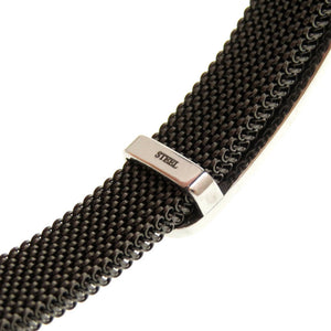 美品 ティファニー プレート メッシュ スチール シルバー ブラック 黒 ブレスレット 0026【中古】TIFFANY
