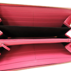 新品同様 グッチ グッチシマ 388680 レザー ピンク ラウンドファスナー長財布 財布 0030【中古】GUCCI