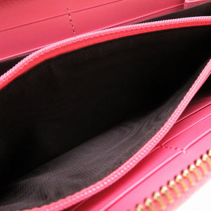 新品同様 グッチ グッチシマ 388680 レザー ピンク ラウンドファスナー長財布 財布 0030【中古】GUCCI