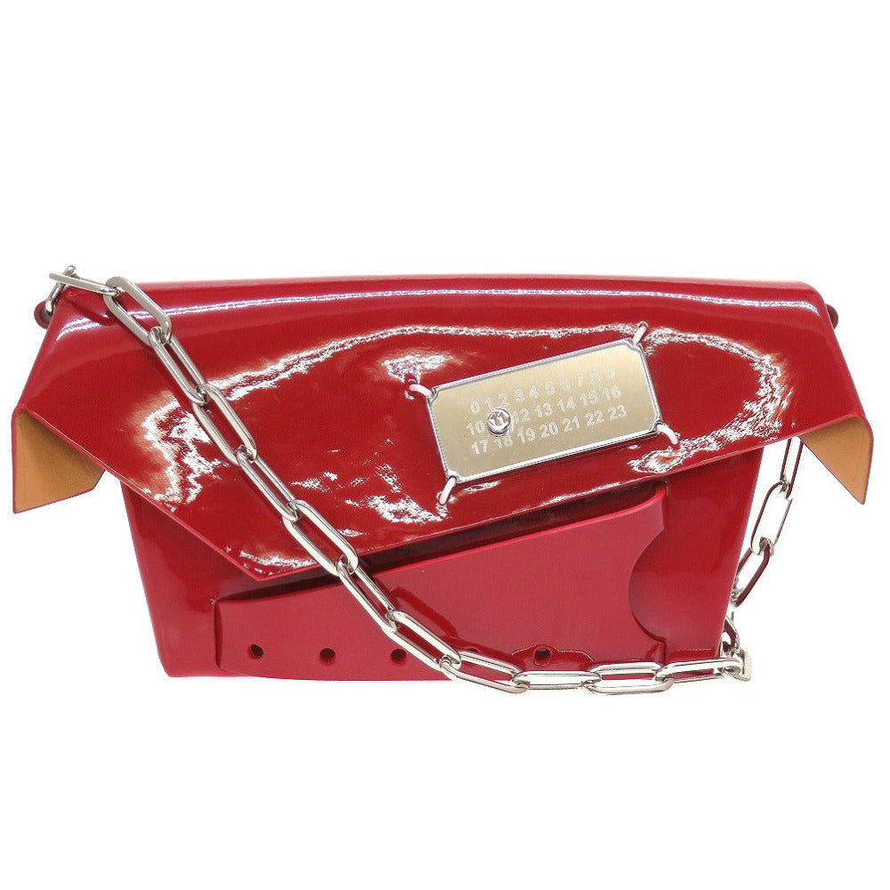 新品同様 メゾンマルジェラ S61WF0025 Snatched パテントレザー レッド 赤 チェーン ショルダーバッグ 0031【中古】Maison Margiela