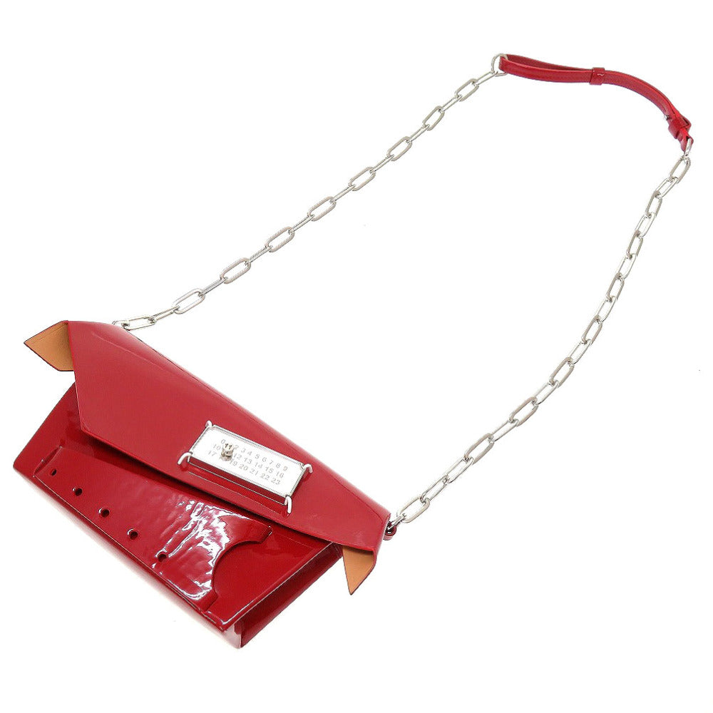 新品同様 メゾンマルジェラ S61WF0025 Snatched パテントレザー レッド 赤 チェーン ショルダーバッグ 0031【中古】Maison Margiela
