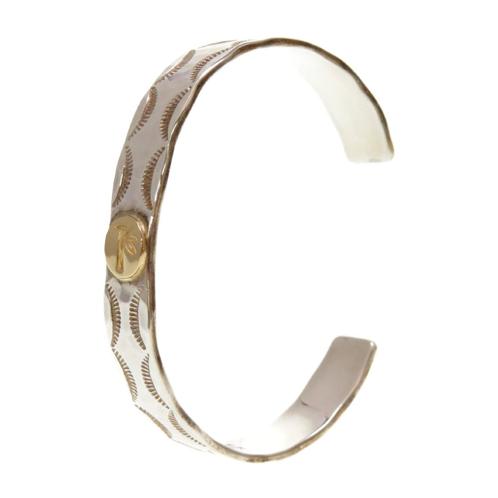 新品同様 フラットヘッド スタンプインゴッド シルバー925 K18 YG 750 シルバー ブレスレット バングル 0039【中古】THE FLAT HEAD