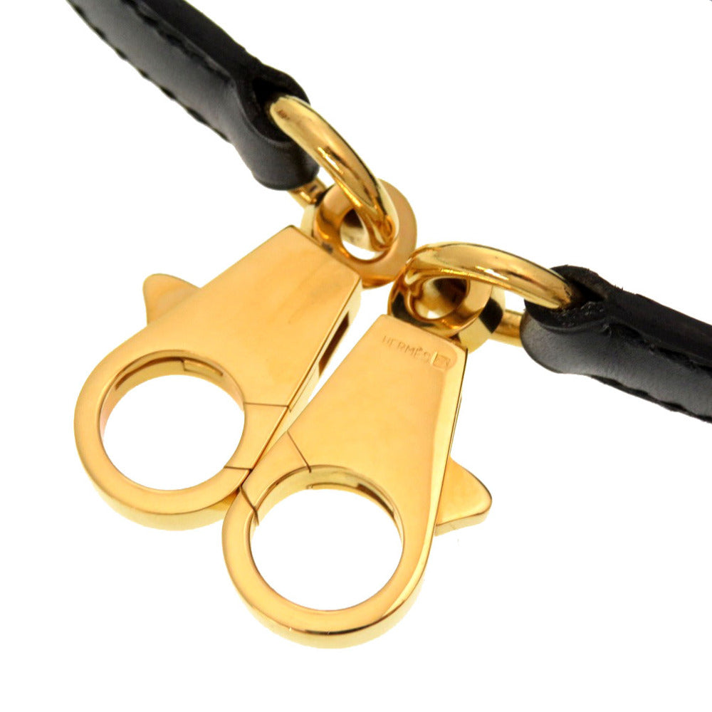 美品 エルメス ボックスカーフ ブラック ゴールド金具 ケリーストラップ ショルダーストラップ 黒 0044 【中古】 HERMES