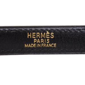 美品 エルメス ボックスカーフ ブラック ゴールド金具 ケリーストラップ ショルダーストラップ 黒 0044 【中古】 HERMES