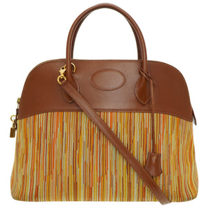 エルメス ボリード35 ボックスカーフ/ヴィブラート ノアゼット □F刻印 ストラップ付 ハンドバッグ 0048【中古】HERMES