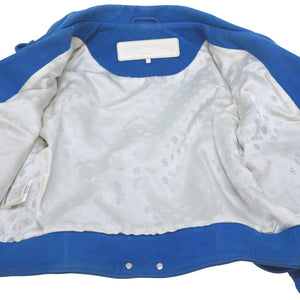 クロムハーツ ライダース ダブルジップ セメタリークロス ダブル ジャケット ライダースジャケット スウェード ブルー 0049 【中古】 CHROME HEARTS