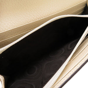 新品同様 グッチ GGマーモント 456116 コンチネンタルウォレット GGスプリーム レザー ベージュ ホワイト 白 2つ折り長財布 財布 0054【中古】GUCCI