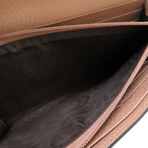 新品同様 グッチ GGマーモント 456116 GGスプリーム レザー ベージュ ピンク 2つ折り長財布 財布 0055【中古】GUCCI