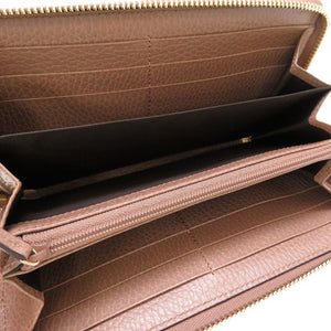 未使用 グッチ GGマーモント 456117 GGスプリーム レザー ベージュ ピンク ラウンドファスナー長財布 財布 0056【中古】GUCCI