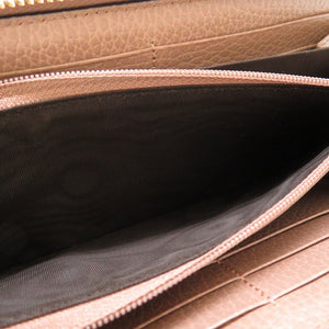 未使用 グッチ GGマーモント 456117 GGスプリーム レザー ベージュ ピンク ラウンドファスナー長財布 財布 0056【中古】GUCCI