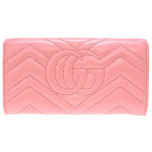 未使用 グッチ GGマーモント 443436 コンチネンタルウォレット レザー ピンク 2つ折り長財布 財布 0057【中古】GUCCI