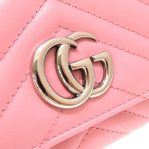 未使用 グッチ GGマーモント 443436 コンチネンタルウォレット レザー ピンク 2つ折り長財布 財布 0057【中古】GUCCI