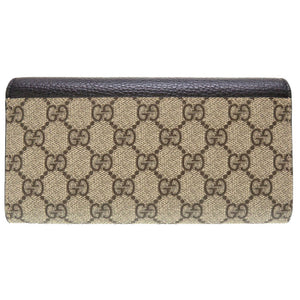 未使用 グッチ GGマーモント 456118 GGスプリーム レザー ベージュ ブラック 黒 2つ折り長財布 財布 0058【中古】GUCCI