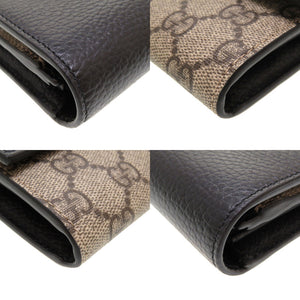 未使用 グッチ GGマーモント 456118 GGスプリーム レザー ベージュ ブラック 黒 2つ折り長財布 財布 0058【中古】GUCCI