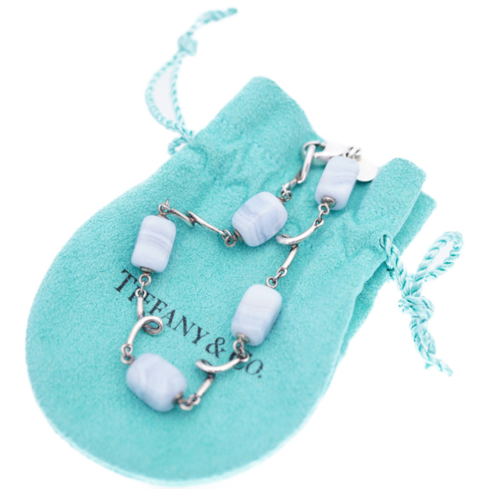 美品 ティファニー シルバー925/ブルーレースアゲート ブレスレット ブルー アクセサリー 0005【中古】TIFFANY&Co. レディース