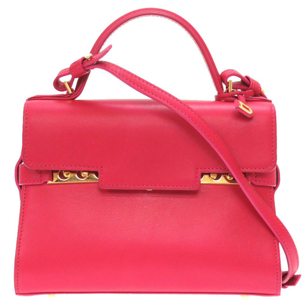 新品同様 デルボー タンペート ミニ レザー フランボワーズ ゴールド金具 ハンドバッグ バッグ レッド 赤 0008 【中古】 DELVAUX