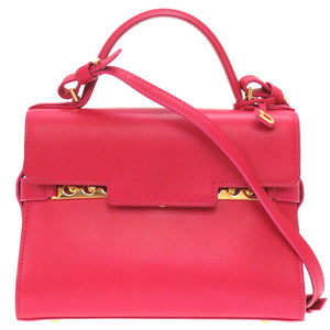 新品同様 デルボー タンペート ミニ レザー フランボワーズ ゴールド金具 ハンドバッグ バッグ レッド 赤 0008 【中古】 DELVAUX