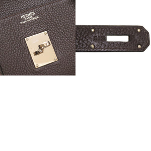 美品 エルメス バーキン50 トリヨンクレマンス エベンヌ シルバー金具 □J刻印 ハンドバッグ バッグ 茶 0009 【中古】 HERMES メンズ