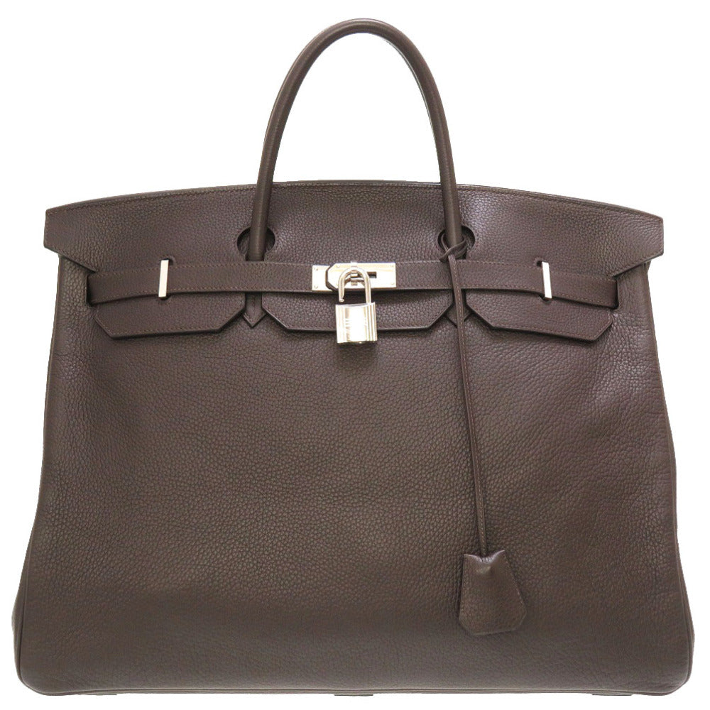 美品 エルメス バーキン50 トリヨンクレマンス エベンヌ シルバー金具 □J刻印 ハンドバッグ バッグ 茶 0009 【中古】 HERMES メンズ