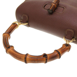 グッチ バンブー レザー ブラウン 000 2113 2WAY ハンドバッグ バッグ 茶 0010 【中古】 GUCCI