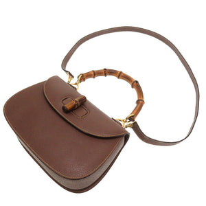 グッチ バンブー レザー ブラウン 000 2113 2WAY ハンドバッグ バッグ 茶 0010 【中古】 GUCCI