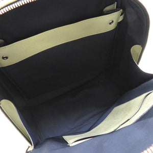 美品 ヴァレクストラ K-VAL マイロゴ キャンバス レザー ブラック カーキ リュックサック デイパック バッグ 0011 【中古】 Valextra
