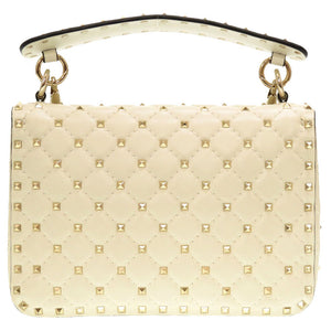 新品同様 ヴァレンティノ ガラヴァーニ ロックスタッズ レザー アイボリー ショルダーバッグ バッグ 0012 【中古】 Valentino Garavani