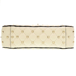 新品同様 ヴァレンティノ ガラヴァーニ ロックスタッズ レザー アイボリー ショルダーバッグ バッグ 0012 【中古】 Valentino Garavani