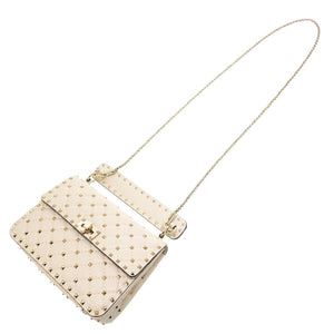 新品同様 ヴァレンティノ ガラヴァーニ ロックスタッズ レザー アイボリー ショルダーバッグ バッグ 0012 【中古】 Valentino Garavani