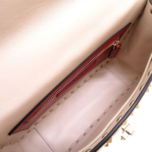 新品同様 ヴァレンティノ ガラヴァーニ ロックスタッズ レザー アイボリー ショルダーバッグ バッグ 0012 【中古】 Valentino Garavani