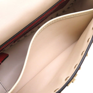 新品同様 ヴァレンティノ ガラヴァーニ ロックスタッズ レザー アイボリー ショルダーバッグ バッグ 0012 【中古】 Valentino Garavani