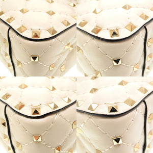 新品同様 ヴァレンティノ ガラヴァーニ ロックスタッズ レザー アイボリー ショルダーバッグ バッグ 0012 【中古】 Valentino Garavani