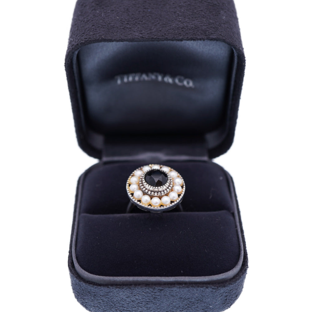 ティファニー ジーグフェルド パール/オニキス シルバー リング 925 指輪 14号 アクセサリー 真珠 0017【中古】TIFFANY&Co. レディース