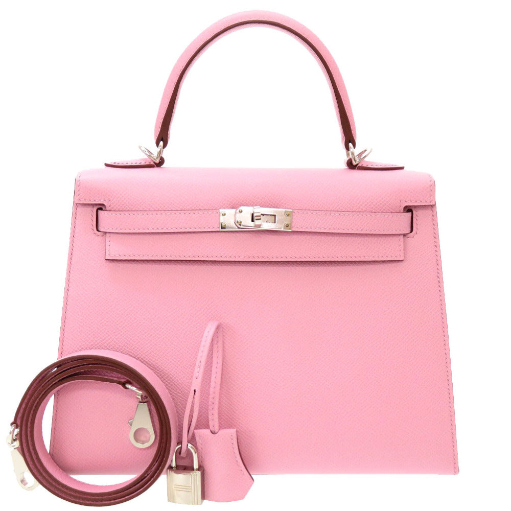 未使用 エルメス ケリー25 外縫い ヴォーエプソン モーヴシルベストル シルバー金具 U刻印(2022年製) ハンドバッグ バッグ 0024 【中古】 HERMES