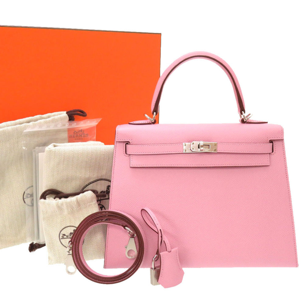 未使用 エルメス ケリー25 外縫い ヴォーエプソン モーヴシルベストル シルバー金具 U刻印(2022年製) ハンドバッグ バッグ 0024 【中古】 HERMES