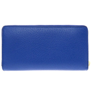 未使用 グッチ インターロッキングG 701423 GGスプリーム レザー ブルー 青 ラウンドファスナー長財布 財布 0028【中古】GUCCI