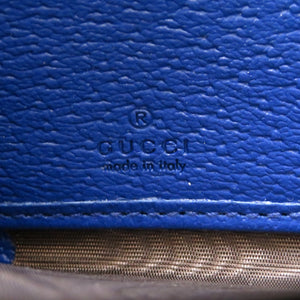 未使用 グッチ インターロッキングG 701423 GGスプリーム レザー ブルー 青 ラウンドファスナー長財布 財布 0028【中古】GUCCI