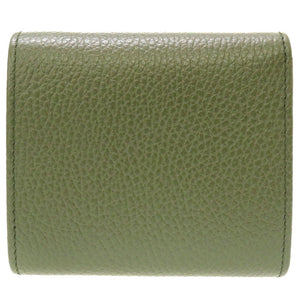 新品同様 グッチ GGマーモント 598587 コンパクトウォレット レザー グリーン 緑 2つ折り財布 財布 0029【中古】GUCCI