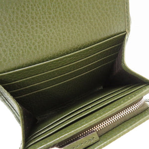 新品同様 グッチ GGマーモント 598587 コンパクトウォレット レザー グリーン 緑 2つ折り財布 財布 0029【中古】GUCCI