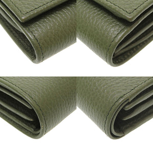 新品同様 グッチ GGマーモント 598587 コンパクトウォレット レザー グリーン 緑 2つ折り財布 財布 0029【中古】GUCCI