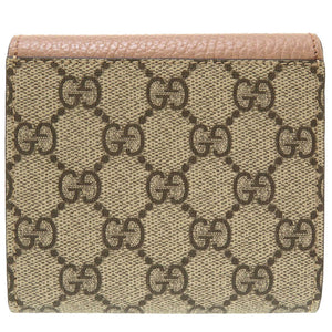 新品 グッチ GGマーモント 598587 コンパクトウォレット GGスプリーム レザー ベージュ ピンク 2つ折り財布 財布 0030【中古】GUCCI