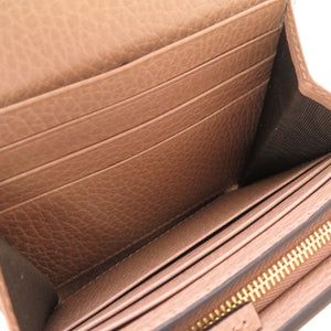 新品 グッチ GGマーモント 598587 コンパクトウォレット GGスプリーム レザー ベージュ ピンク 2つ折り財布 財布 0030【中古】GUCCI