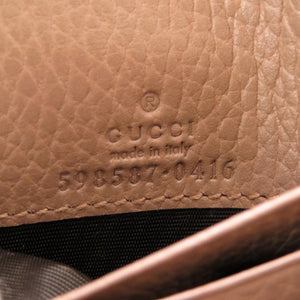 新品 グッチ GGマーモント 598587 コンパクトウォレット GGスプリーム レザー ベージュ ピンク 2つ折り財布 財布 0030【中古】GUCCI