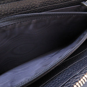 新品同様 グッチ 473928 レザー ネイビー 紺 ラウンドファスナー長財布 財布 0031【中古】GUCCI