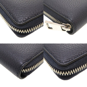 新品同様 グッチ 473928 レザー ネイビー 紺 ラウンドファスナー長財布 財布 0031【中古】GUCCI
