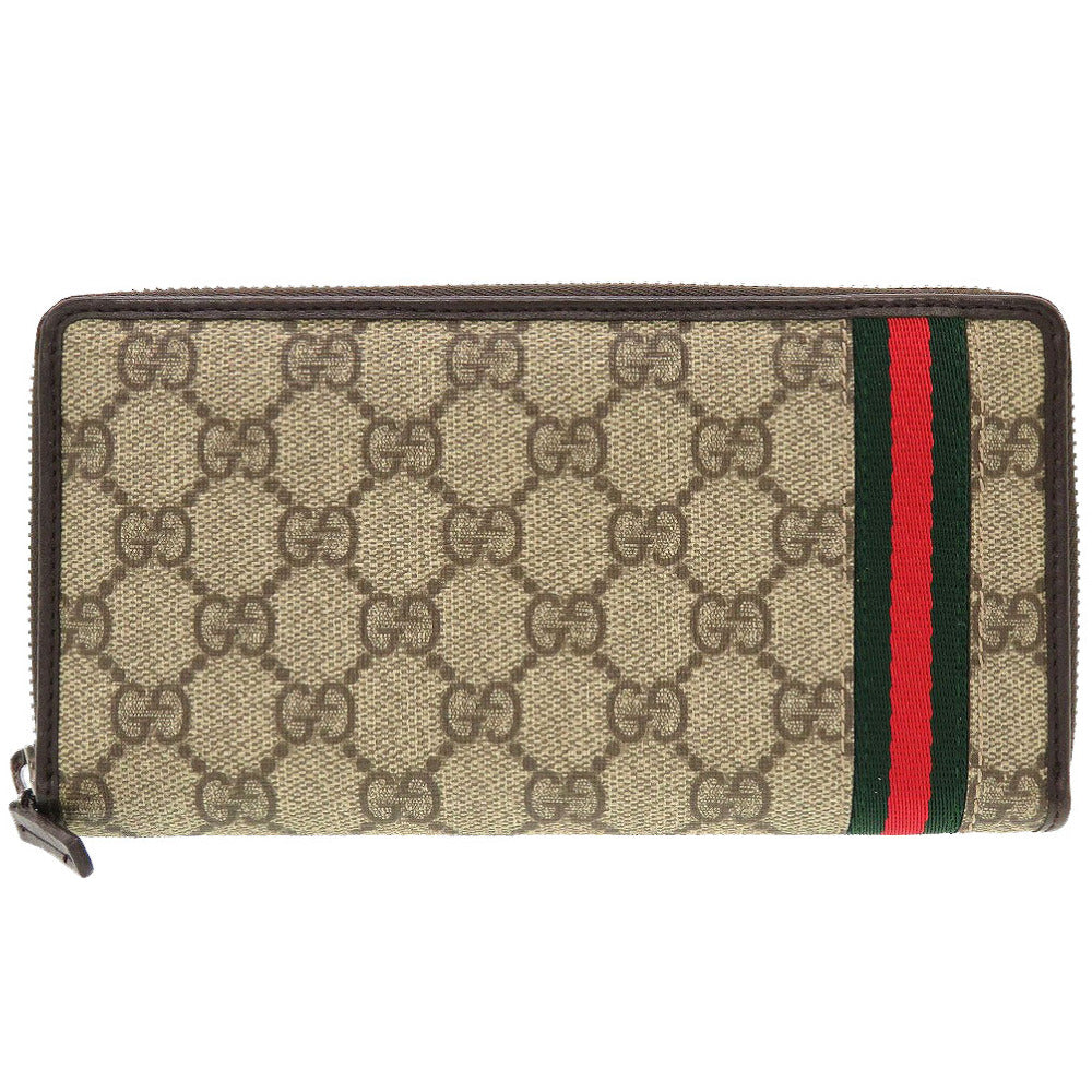 美品 グッチ シェリーライン グッチシマ 291105 GGスプリーム ベージュ ラウンドファスナー長財布 財布 0033【中古】GUCCI