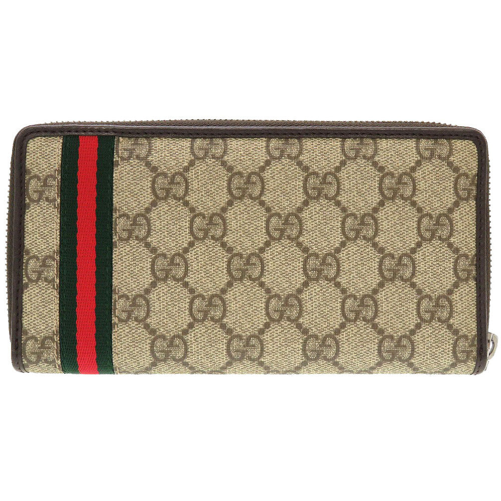美品 グッチ シェリーライン グッチシマ 291105 GGスプリーム ベージュ ラウンドファスナー長財布 財布 0033【中古】GUCCI