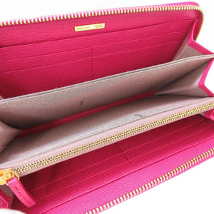 新品同様 フェンディ 8M0299 ロゴ レザー ピンク ラウンドファスナー長財布 財布 0034【中古】FENDI